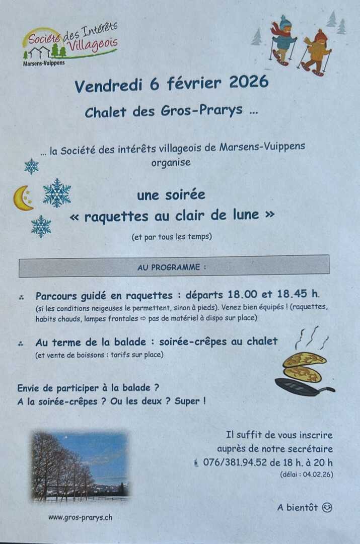 SOIREE RAQUETTE ET CREPES LE 6 FEVRIER 2026